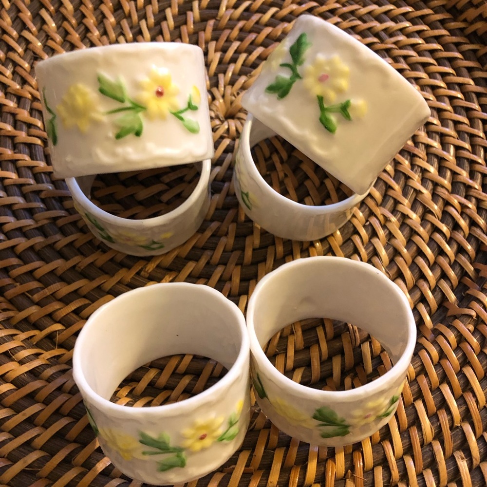 Floral Porcelain Napkin Rings Shafford